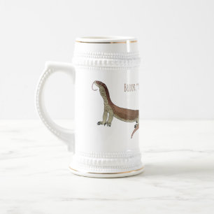 Monitor lizard cartoon illustration beer stein