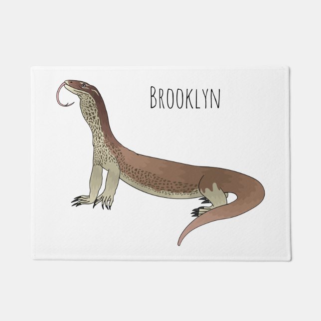 Monitor lizard cartoon illustration doormat (Front)