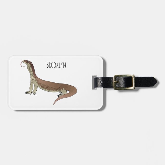 Monitor lizard cartoon illustration luggage tag (Front Horizontal)