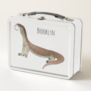 Monitor lizard cartoon illustration  metal lunch box