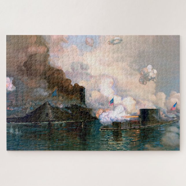 Monitor Merrimac The First Fight Between Ironclads Jigsaw Puzzle (Horizontal)