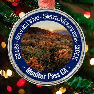 Monitor Pass CA Scenic Drive Year Christmas Tree Metal Ornament