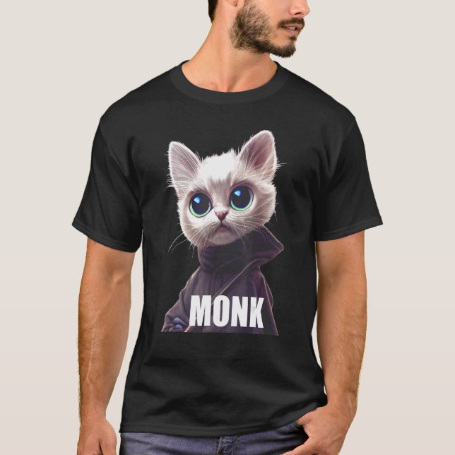 Monk Cat  Kitten Merch Monastery Item Monastic T-Shirt (Front)