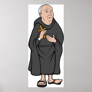 Monk Holding A Cross Religious Poster