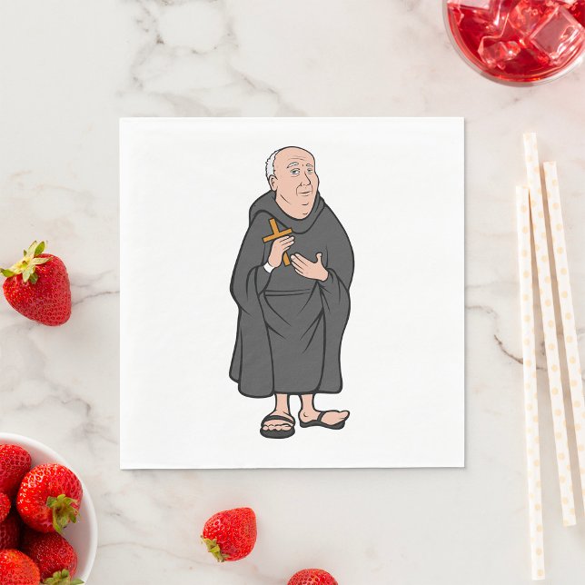 Monk Holding Cross in Robe Medieval Religious Napkin (Creator Uploaded)
