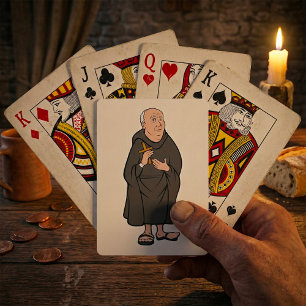 Monk Holding Cross in Robe Medieval Religious Playing Cards