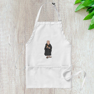 Monk Holding Cross in Robe Medieval Religious Standard Apron