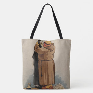 Monk kissing Nun, Funny Watercolor Tote Bag