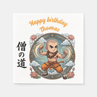 Monk Martial Arts Anime Chibi Gamer Birthday Napkin