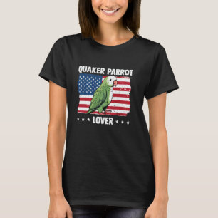Monk Parakeet Lover Green Quaker USA American Flag T-Shirt