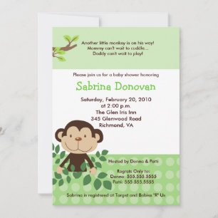 MONKAROONI Monkey Green Neutral Baby Shower Invitation