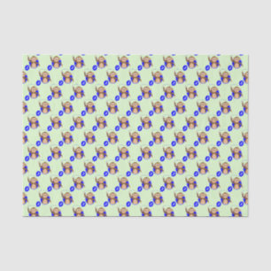 Monkey 2 year old blue green tissue paper