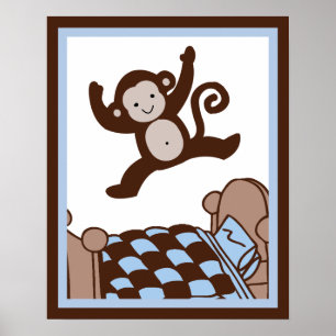 Monkey 3 Jumpin on Bed Wall Art Poster/Print