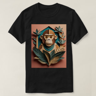 Monkey 3D Paper Art Design T-shirt 