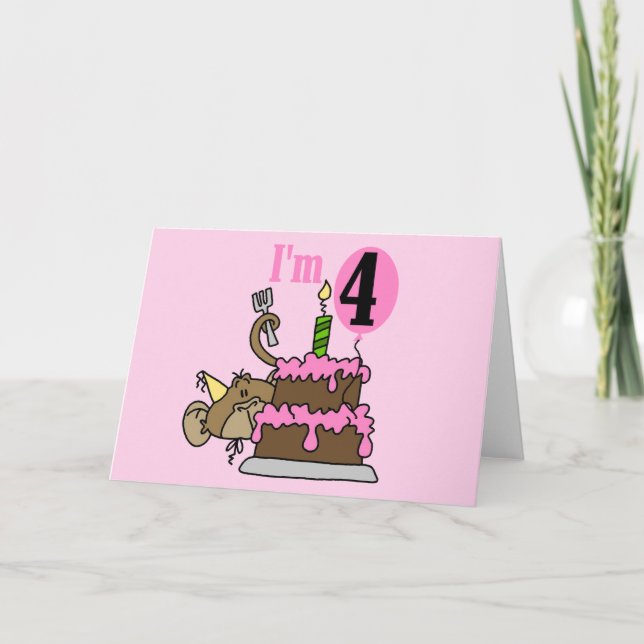 Monkey 4th Birthday Tshirts and Gifts Card (Front)