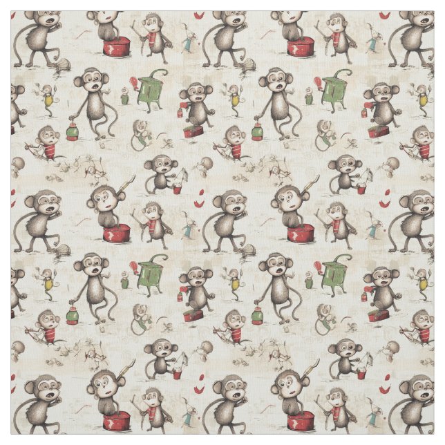 Monkey Adventures: Whimsy Monkey Fabric (Swatch)