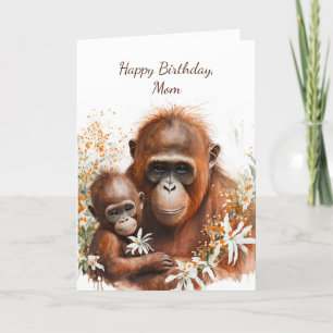 Monkey and Baby Birthday Card
