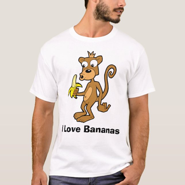 Monkey and Banana, I Love Bananas T-Shirt (Front)