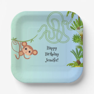 Monkey and bananas maze birthday paper plates