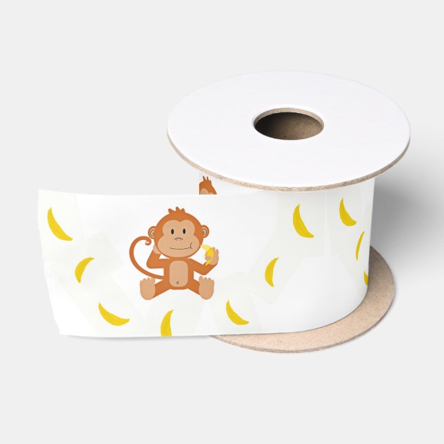 Monkey and bananas satin ribbon (Spool)