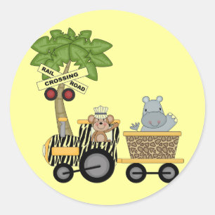 Monkey and Hippo Train Tshirts and Gifts Classic Round Sticker