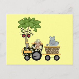 Monkey and Hippo Train Tshirts and Gifts Postcard