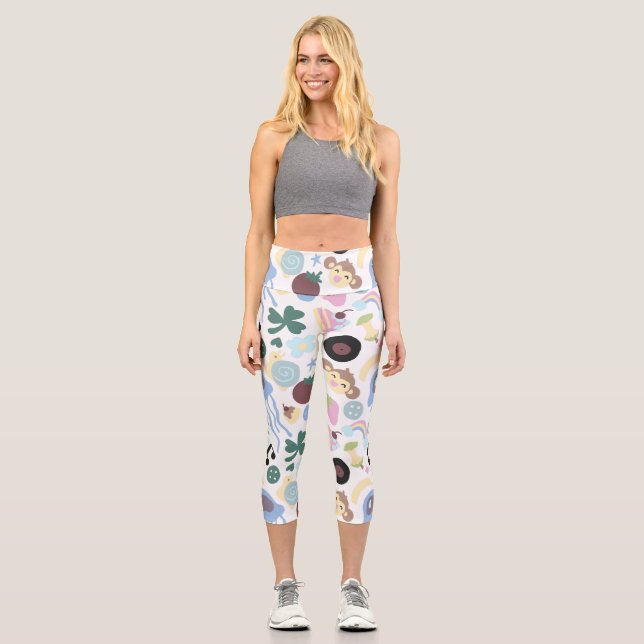 monkey and music pattern capri leggings (Front)