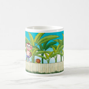 Monkey and Snail in Tropical Jungle Scene Coffee Mug