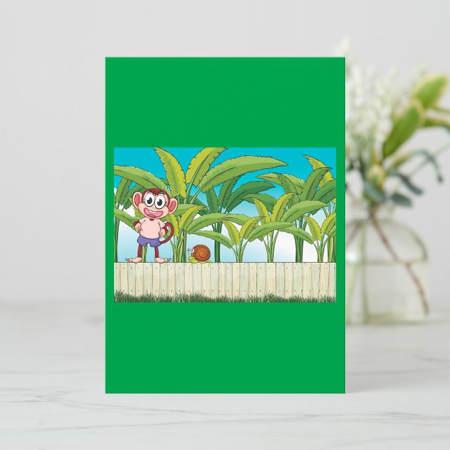 Monkey and Snail in Tropical Jungle Scene Invitation (Creator Uploaded)