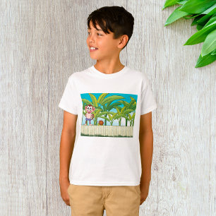 Monkey and Snail in Tropical Jungle Scene T-Shirt