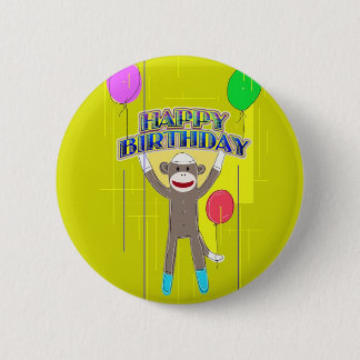 Monkey and the balloons. 2 inch round button