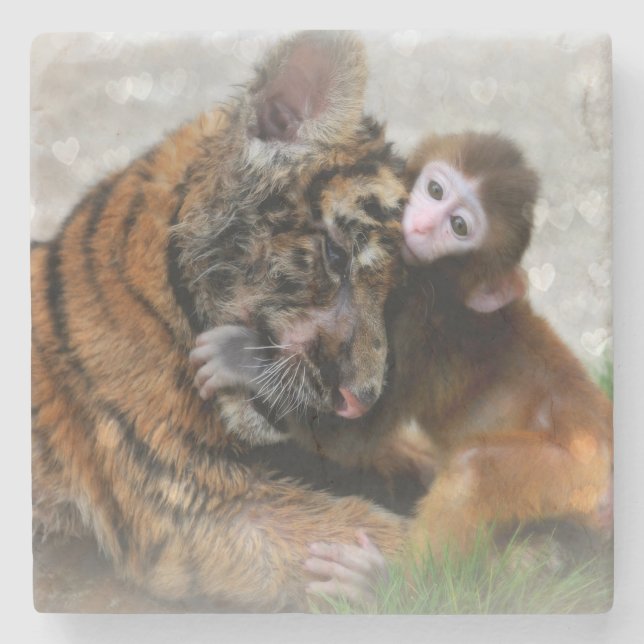 Monkey and Tiger Stone Coaster (Front)