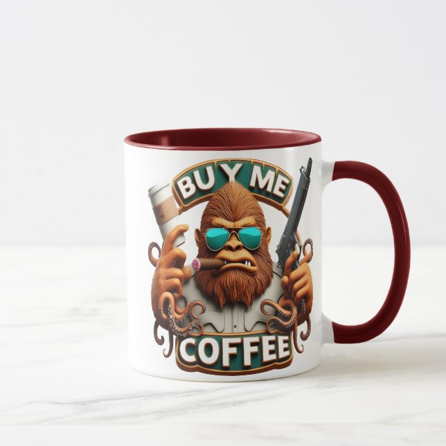 Monkey Armed With Caffeine Buy Me A Coffee Mug (Right)