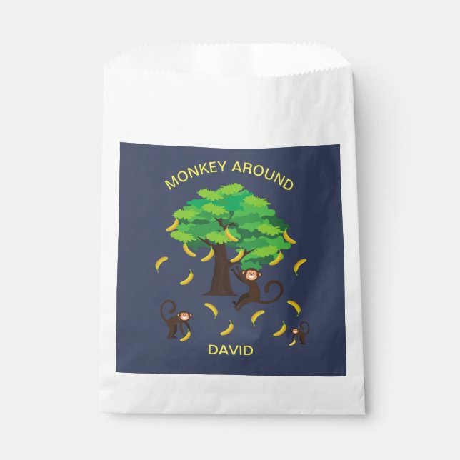 "Monkey Around" Monkeys Going Bananas   Favour Bag (Front)
