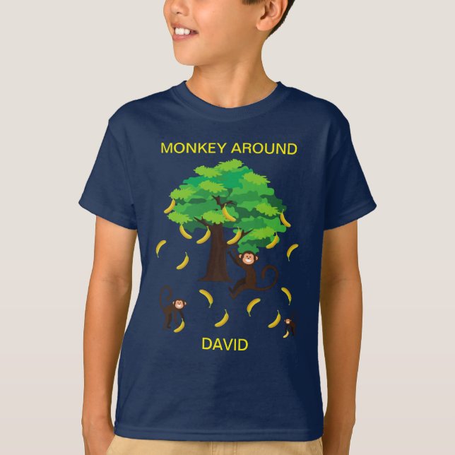 "Monkey Around" Monkeys Going Bananas T-Shirt (Front)