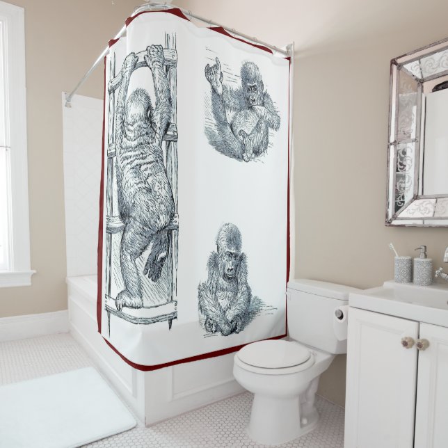 Monkey Around Young Gorilla Shower Curtain (In Situ)