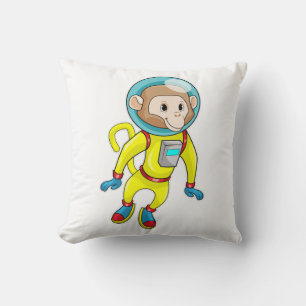 Monkey as Astronaut Throw Pillow