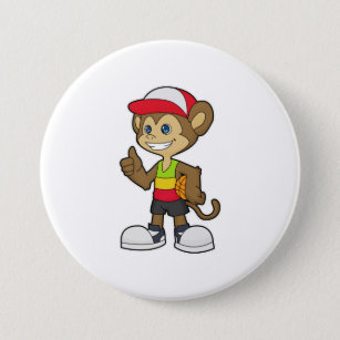 Monkey as Basketball player with Basketball 3 Inch Round Button