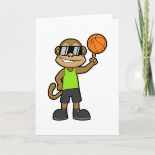Monkey as Basketball player with Basketball ball Card