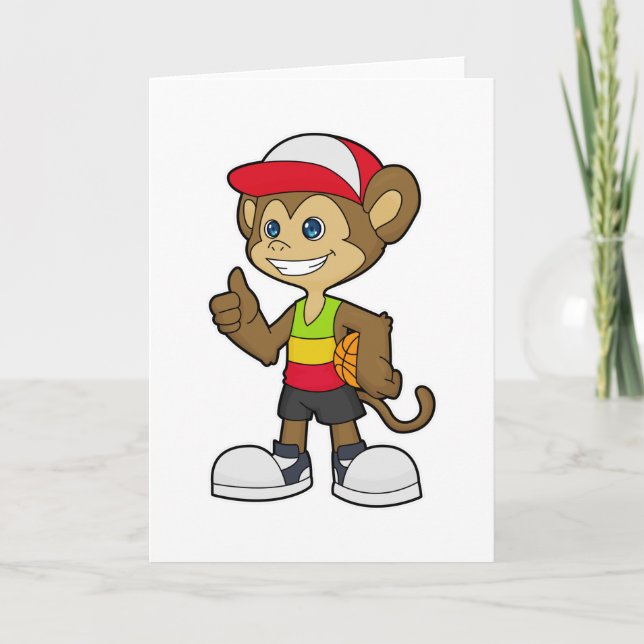 Monkey as Basketball player with Basketball Card (Front)