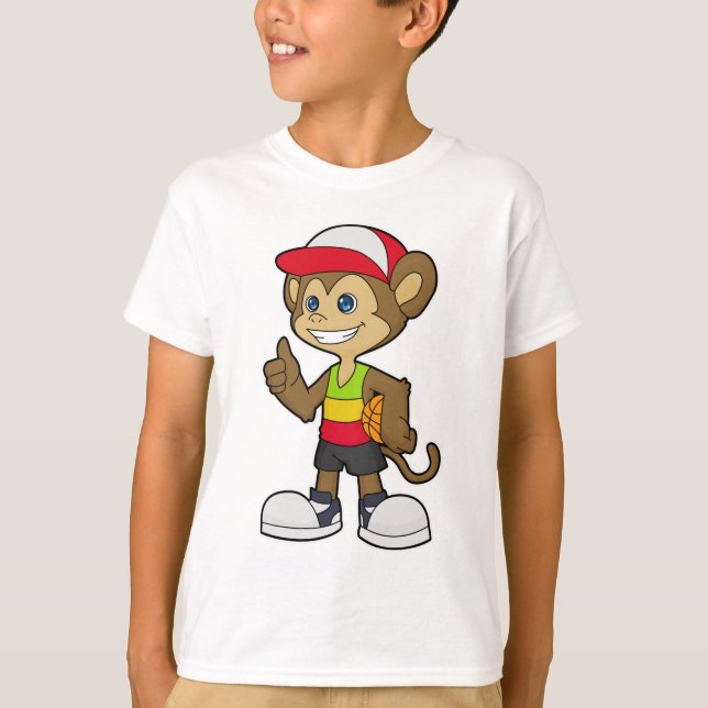 Monkey as Basketball player with Basketball T-Shirt (Front)