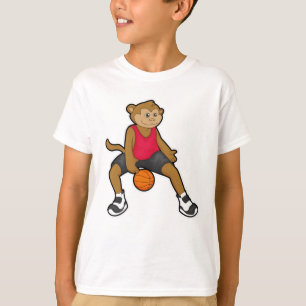 Monkey as Basketball player with Basketball T-Shirt