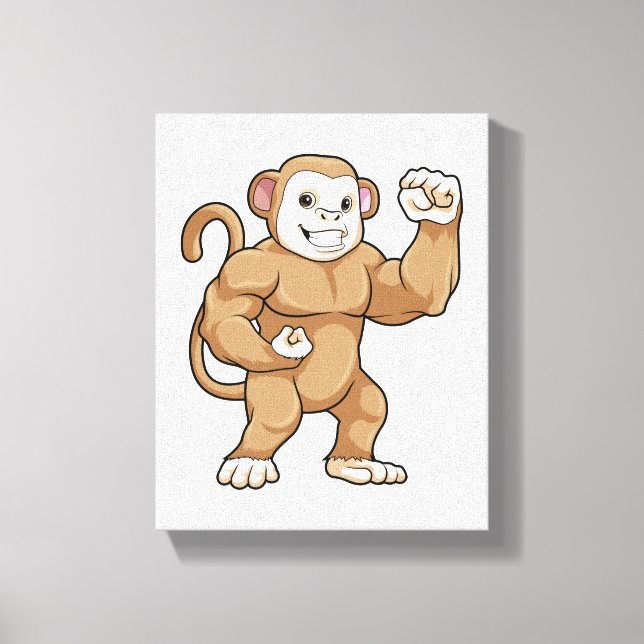 Monkey as Bodybuilder at Bodybuilding Canvas Print (Front)