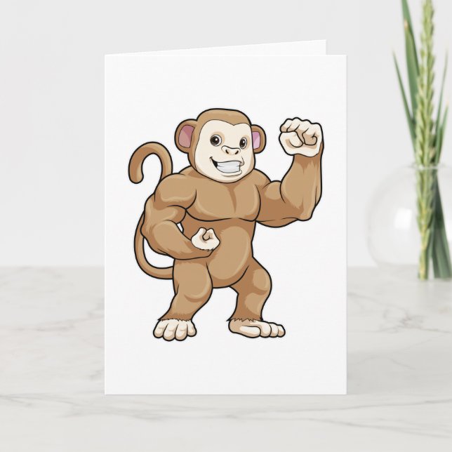 Monkey as Bodybuilder at Bodybuilding Card (Front)