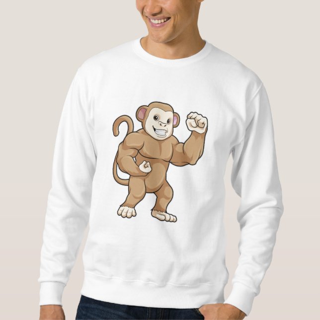 Monkey as Bodybuilder at Bodybuilding Sweatshirt (Front)