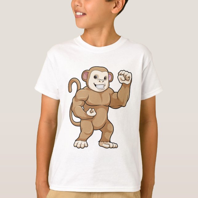Monkey as Bodybuilder at Bodybuilding T-Shirt (Front)