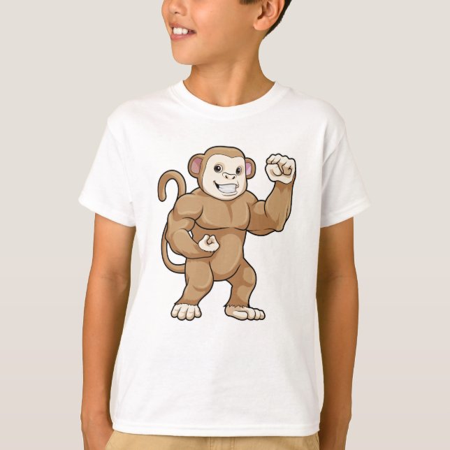 Monkey as Bodybuilder at Bodybuilding T-Shirt (Front)