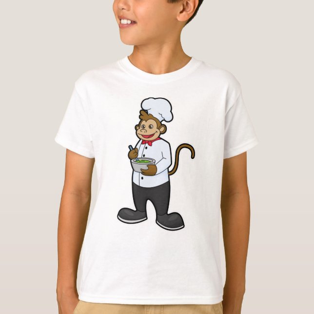 Monkey as Cook with Bowl T-Shirt (Front)