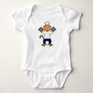 Monkey as Cook with Serving plates Baby Bodysuit