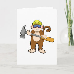 Monkey as Craftsman with Hammer Card